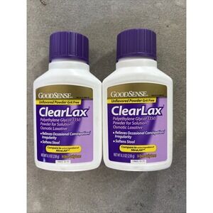 2 Pack Clearlax, Polyethylene Glycol 3350 Powder.Osmotic Laxative, 8.3oz MiraLAX